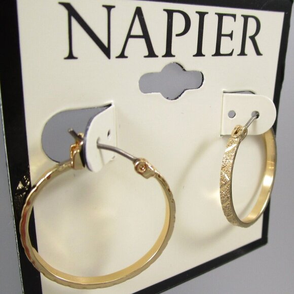 NAPIER Gold Geometric Triangle Diamond Cut Hoop Earrings**NEW! - Picture 1 of 3